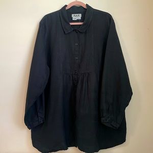 Flax Linen Black Tunic Long Sleeve